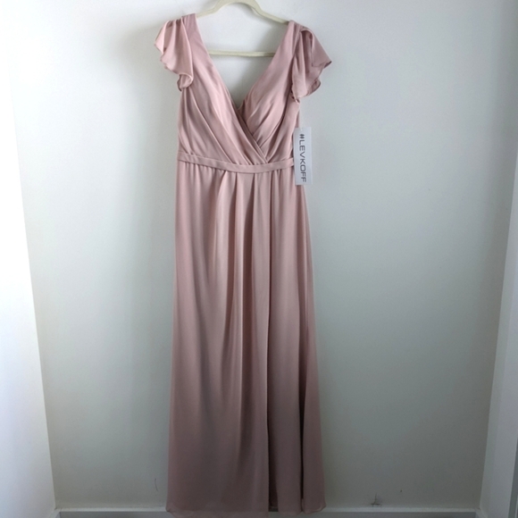 BILL Levkoff Blush Pink Chiffon Gown 10 - Picture 4 of 16